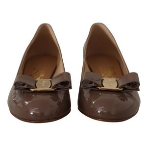 Salvatore Ferragamo Brown Naplak Calf Leather Pumps Shoes